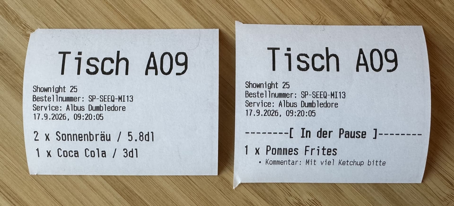 Gedruckte Bestellungen